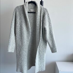 LOFT Textured Cream Open-Front Cardigan